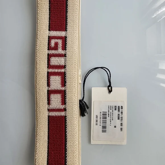 Gucci Red, Green, and Ivory Monogram Logo Elastic Headband Unisex - Picture 2 of 7